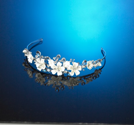 Ivory flowers and diamante tiara